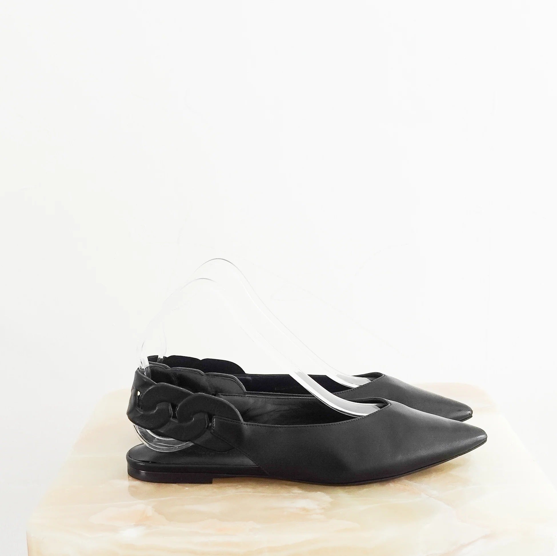 Hermès Gabriela Black Slingback Flats with a Pointed