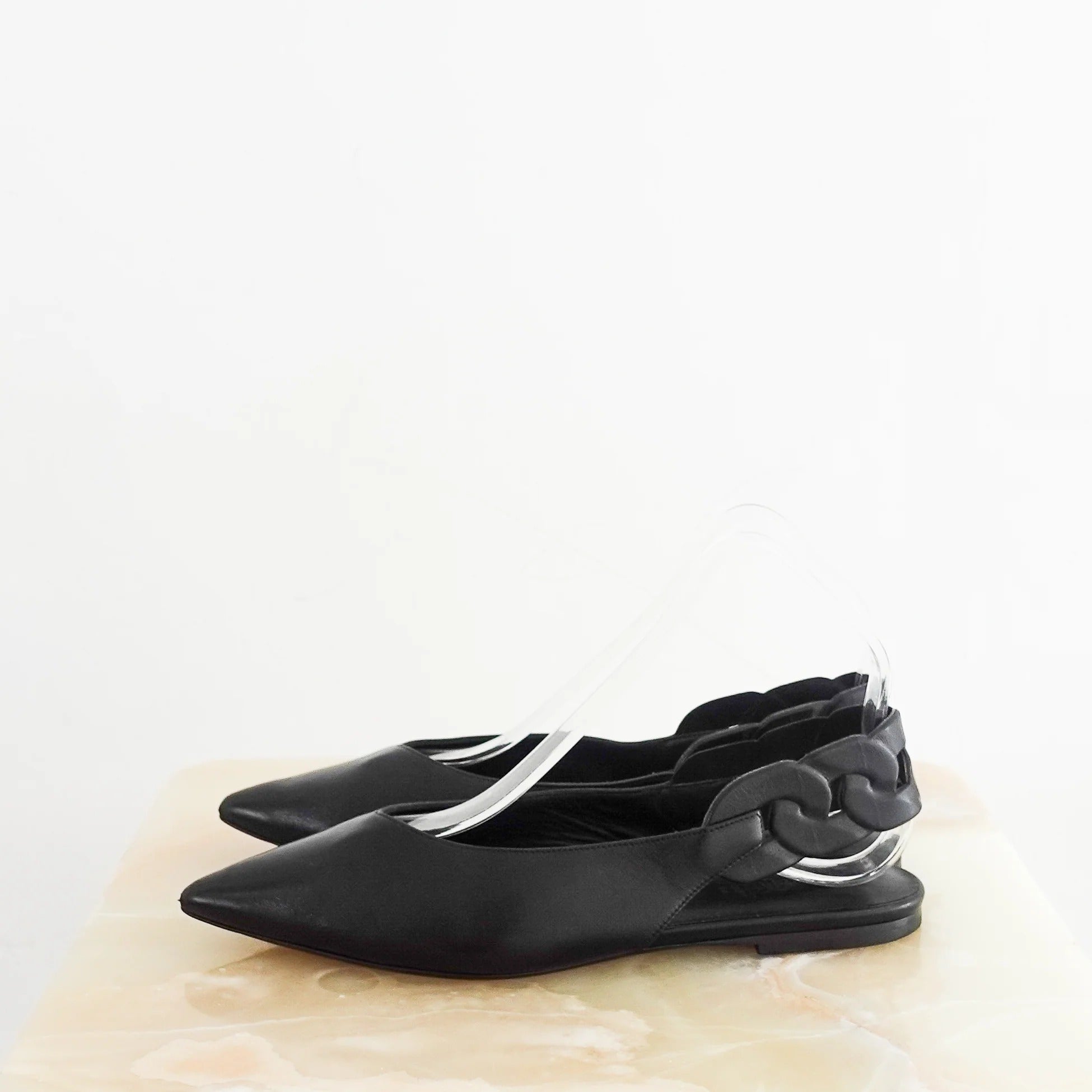 Hermès Gabriela Black Slingback Flats with a Pointed
